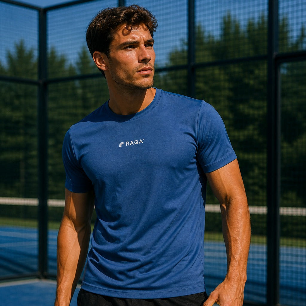 blauw t-shirt padel heren