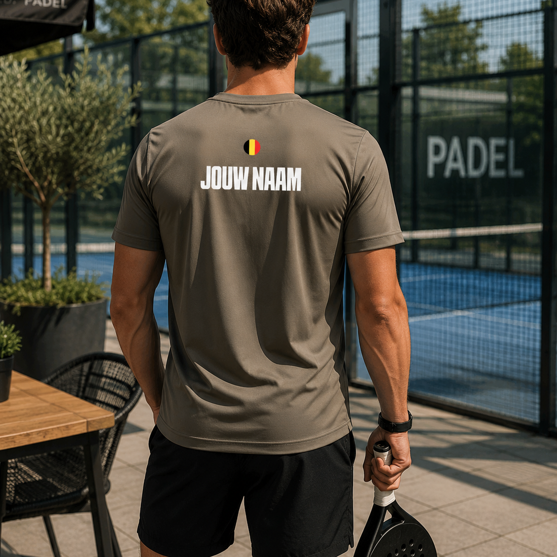 naam t-shirt padel olijf