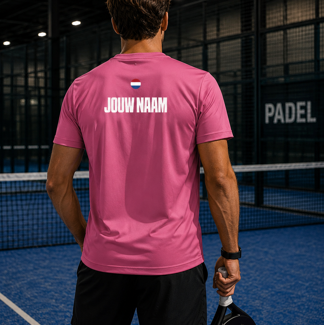 naam t-shirt padel roze