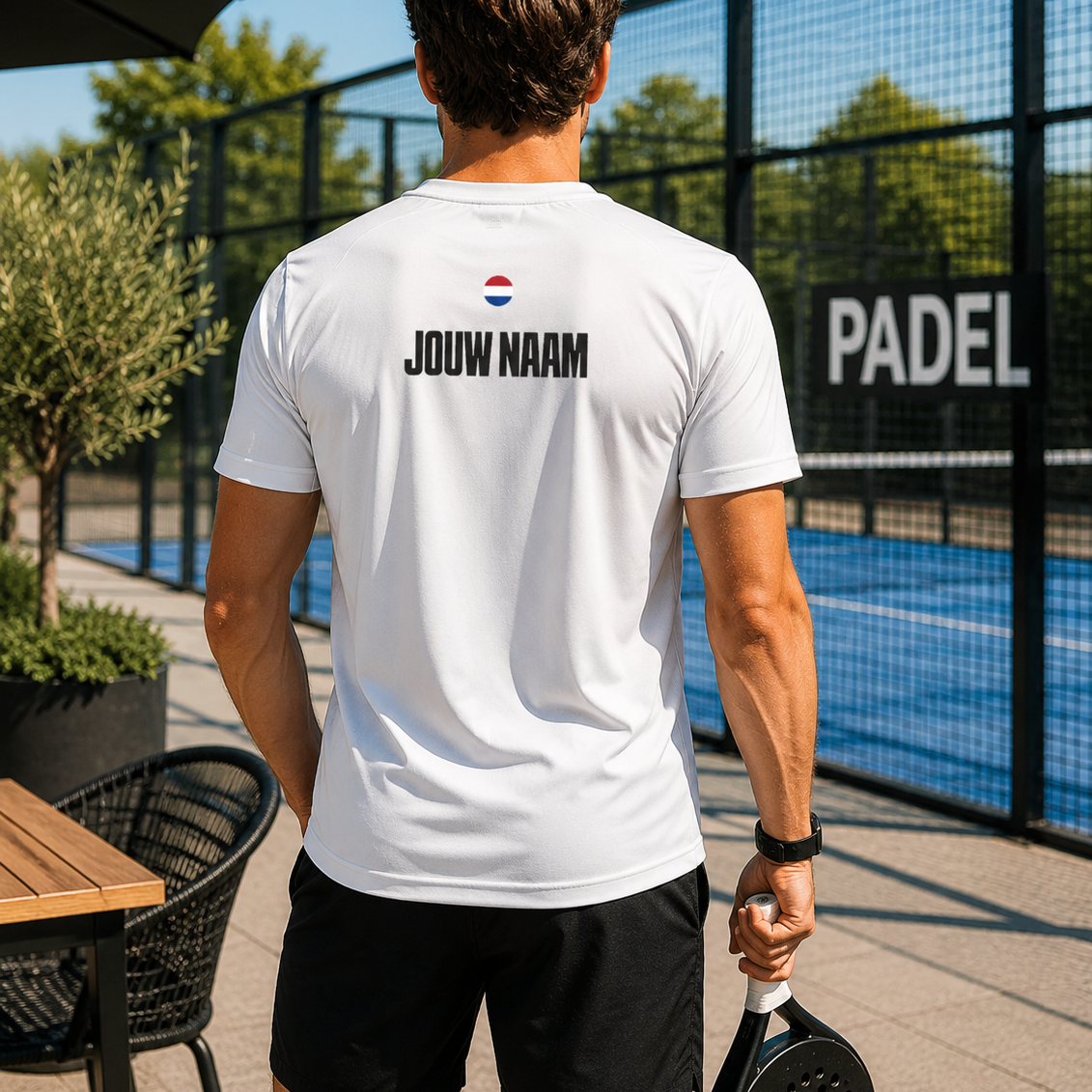 naam t-shirt padel wit