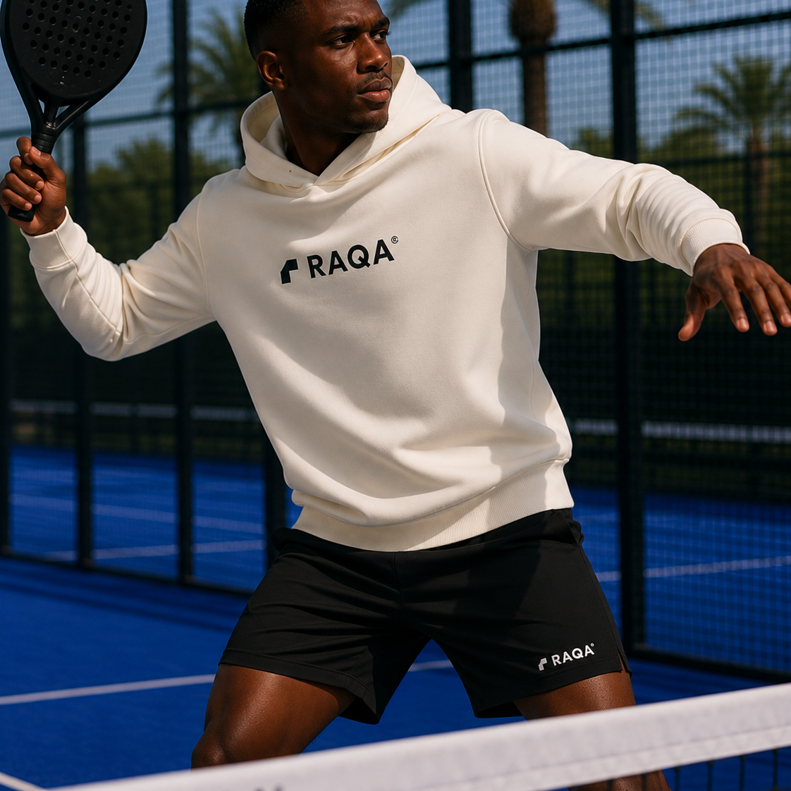 padel hoodie gebroken wit