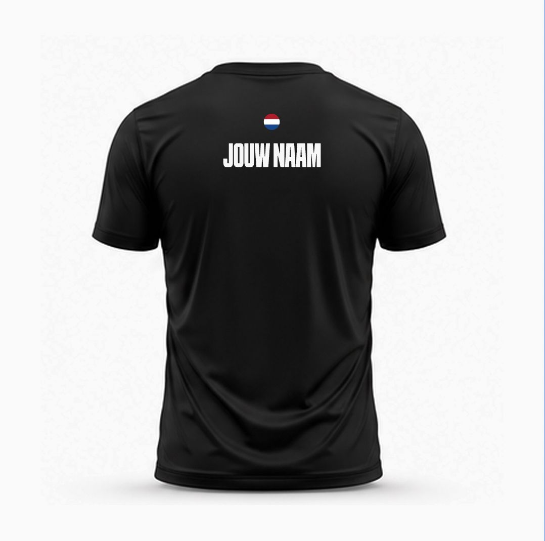 sportshit met eigen naam en vlag - zwart