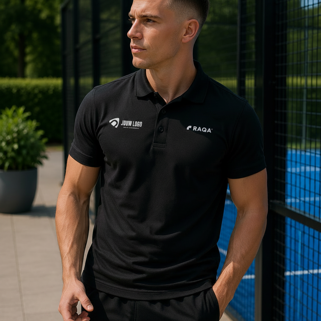 bedrijfspolo sport logo zwart padel