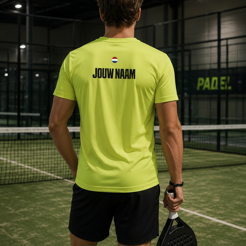 naam t-shirt padel fluor geel