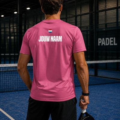naam t-shirt padel roze