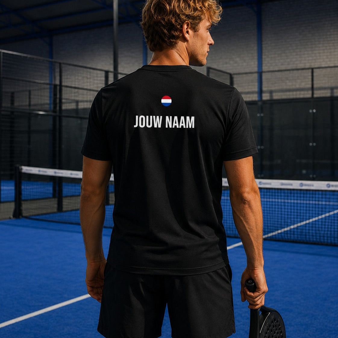 naam t-shirt padel zwart