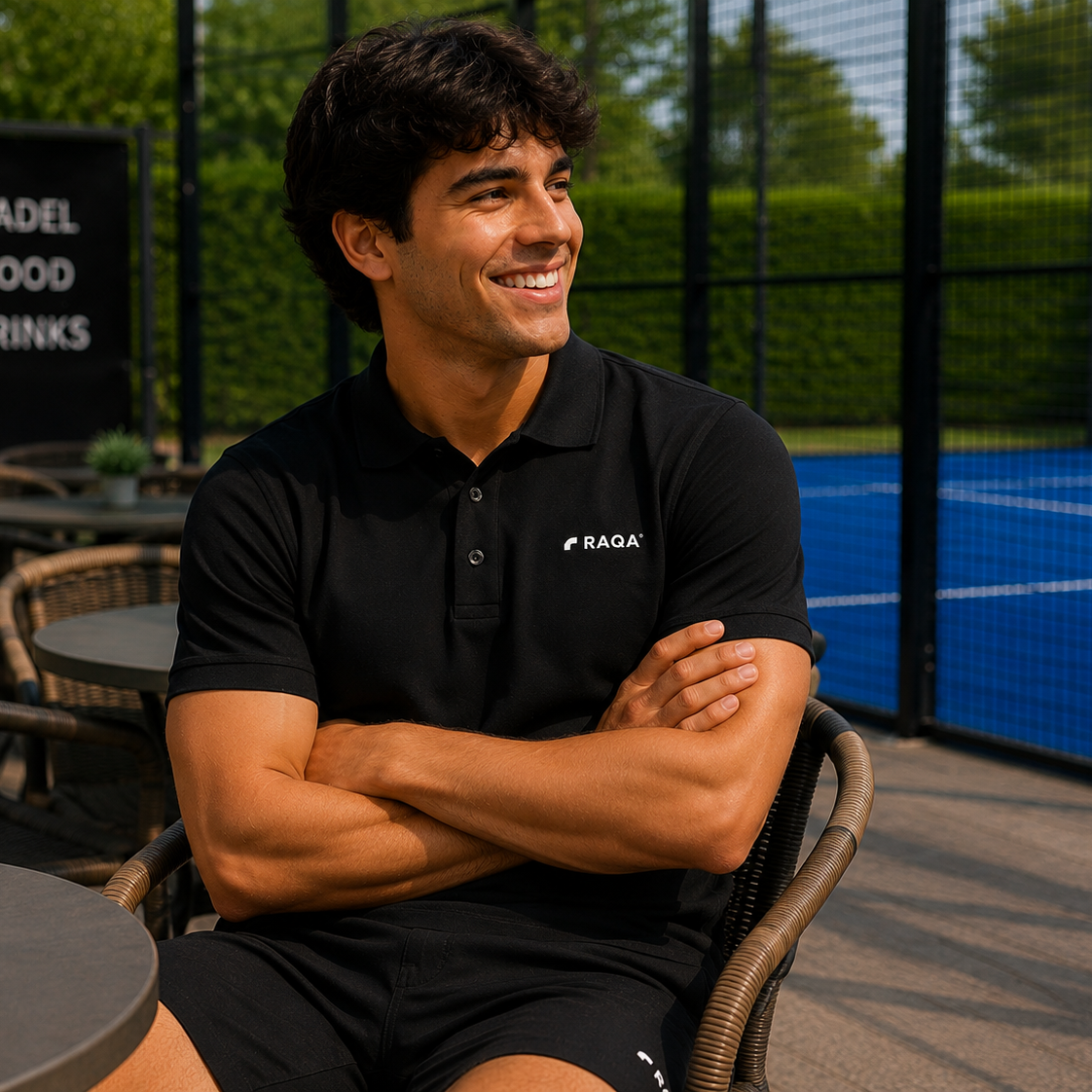 padel polo zwart heren 