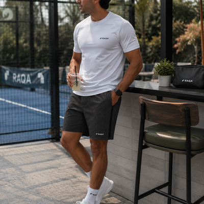padel short detail grijs / zwart