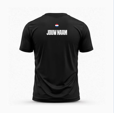 sportshit met eigen naam en vlag - zwart