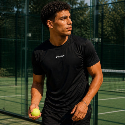 zwart t-shirt padel heren man